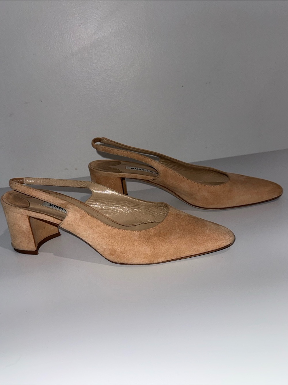 Manolo Blahnik Allurasa slingback block heels nude side 38.5 - Picture 2 of 11